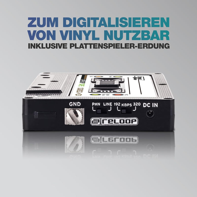 Reloop Tape - USB-Mixtape Recorder im Retro-Kassetten-Look, Line- und Phonoquellen, 3,5-mm-Stereo-Kl
