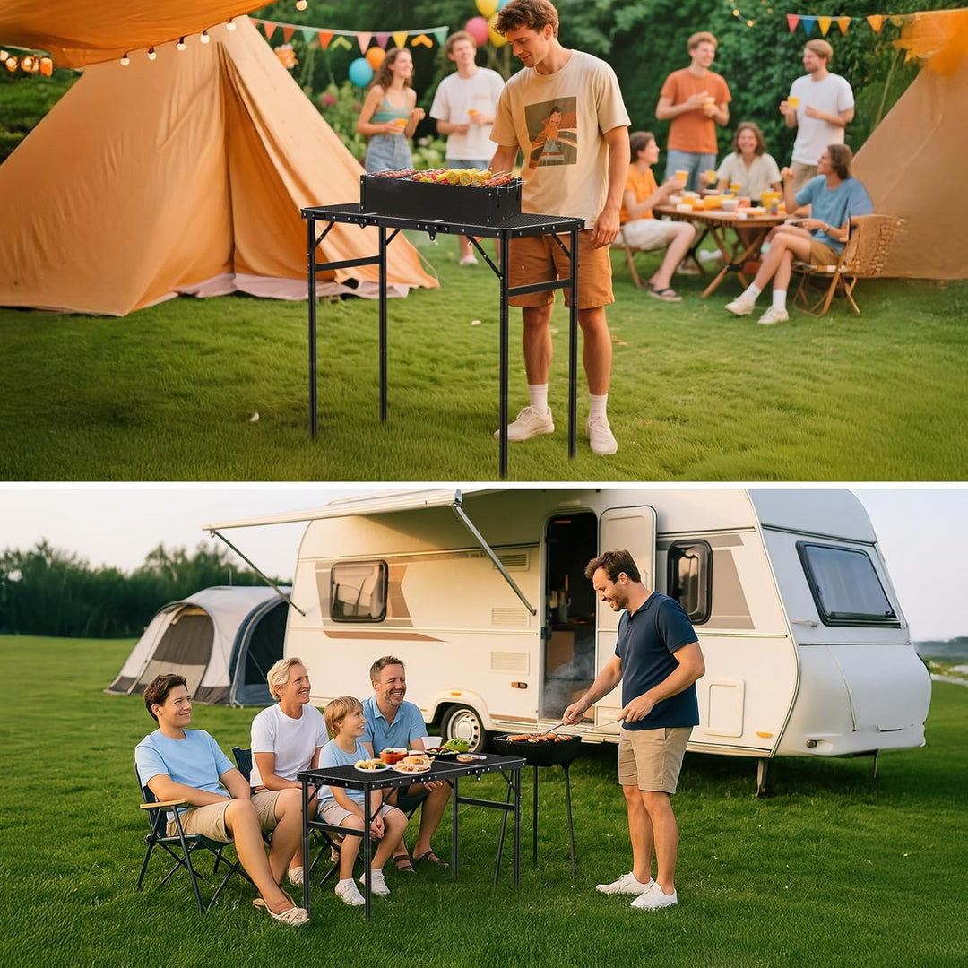 GARLLEN Grilltisch klappbar, 90x40cm & 3 Höhenverstellbar(27/51/75cm), Leicht und Tragbar, Klapptisc