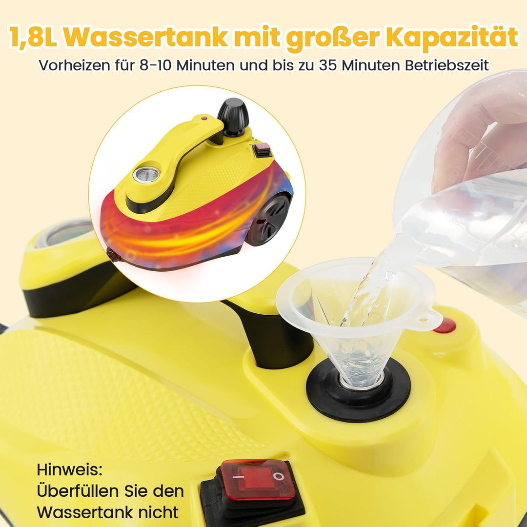 COSTWAY Dampfreiniger 2000W, Dampfdruck: 5 bar, Tank: 1,8L, Temperatur: bis zu 160℃, Bodenreiniger m