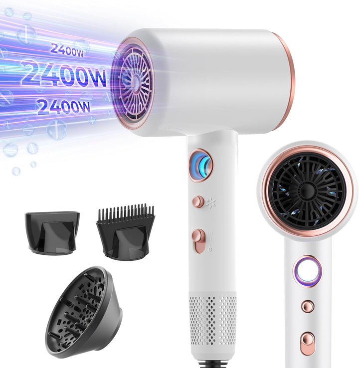 300 Million Ionen Haartrockner, Föhn 2400W Fön, Reisefön mit Diffusor & Stylingdüse, Haarfön mit Hei