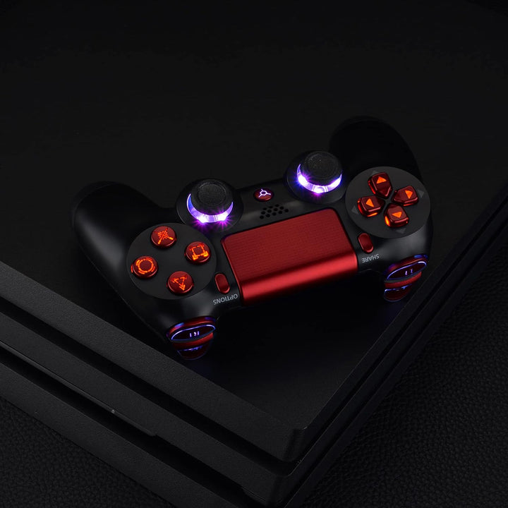 eXtremeRate Tasten für ps4 Knöpfe D-Pad Trigger Thumbsticks Buttons DTFS LED Kit kompatibel mit ps4