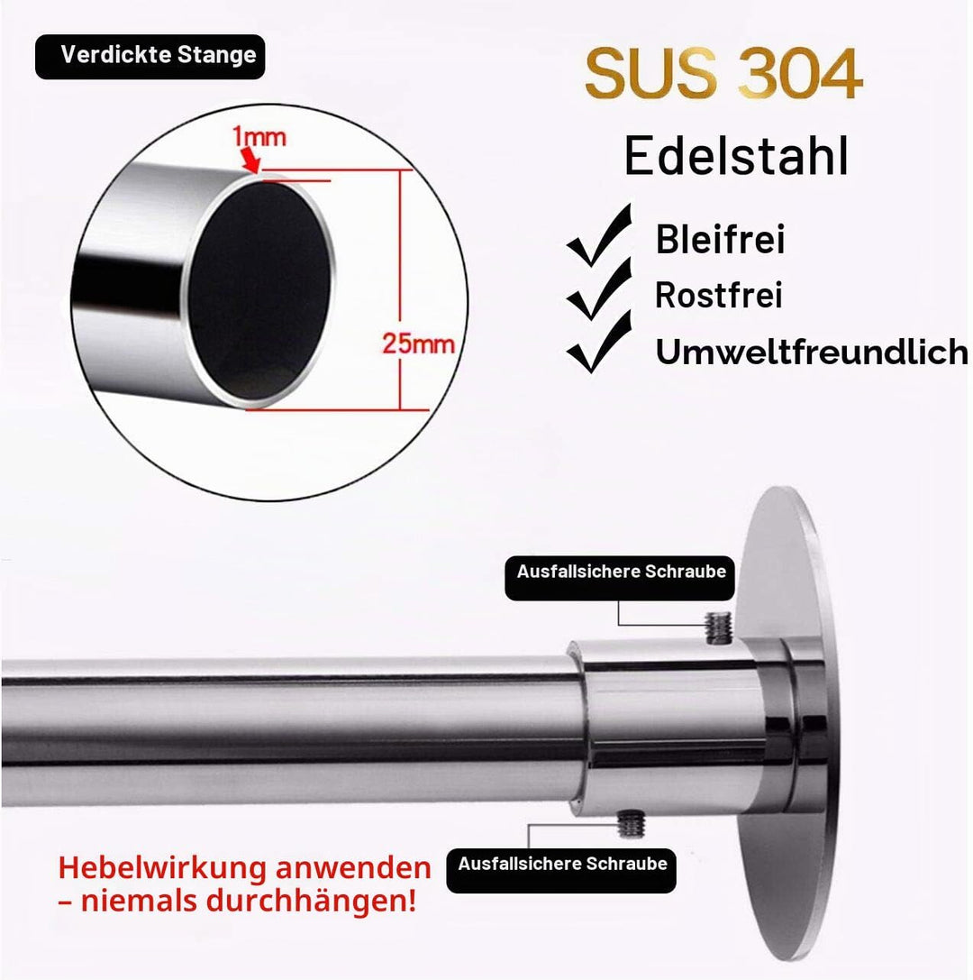 Eck-Duschvorhangstange, verstellbar, Edelstahl, L-förmig, ohne Bohren, für Badezimmer, Badewanne, Be