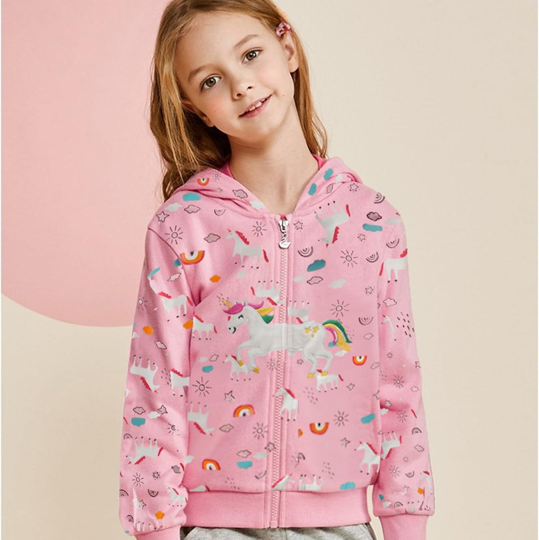 EULLA Kinder Mädchen Zip Up Hoodie Sweatjacke Kapuzenjacke Kapuzenpullover Langarm Baumwolle Einhorn