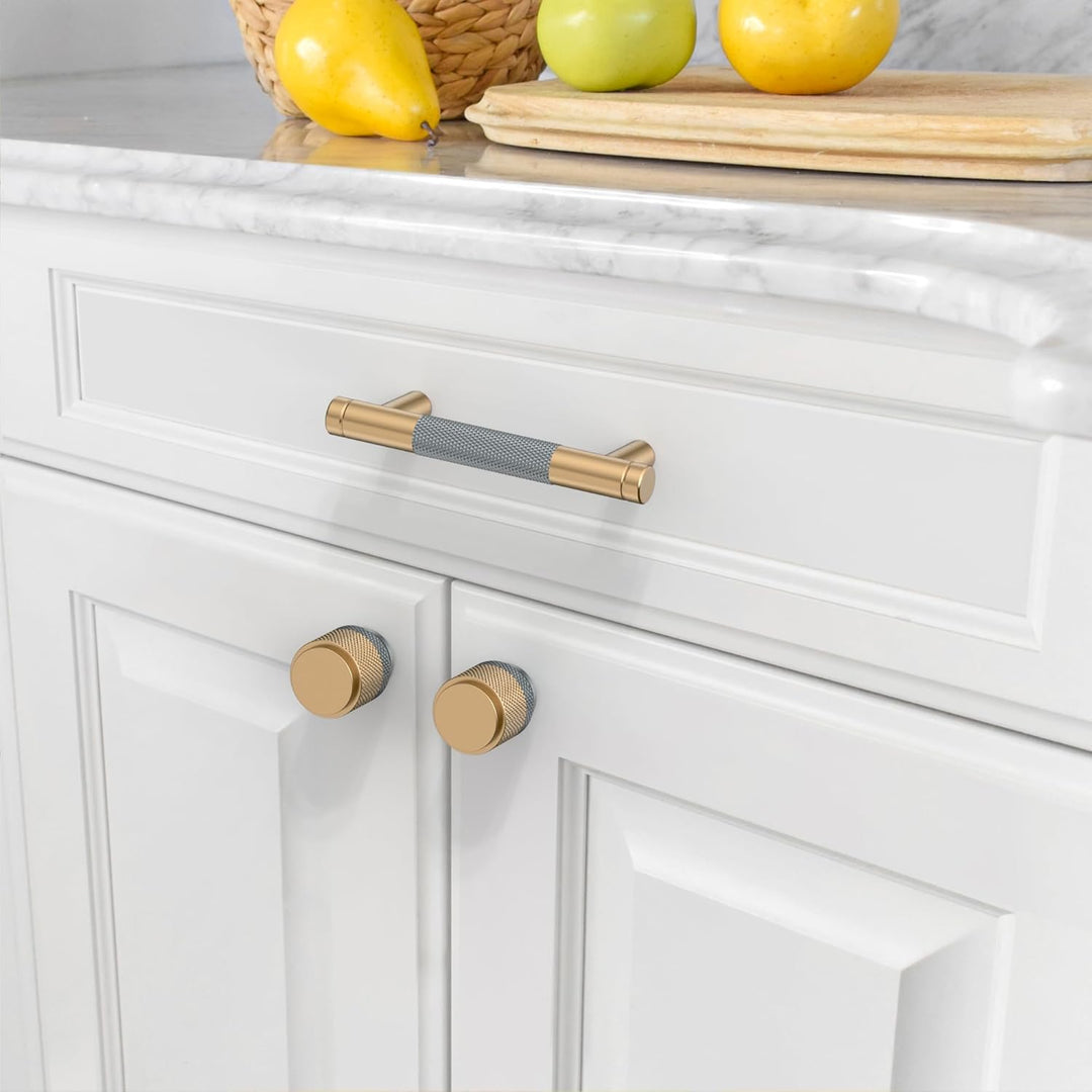 Amerdeco 10 Stück Goldgrau Schrankgriffe 76mm Lochabstand, Aluminium Griffe für Küchenschränke & Möb
