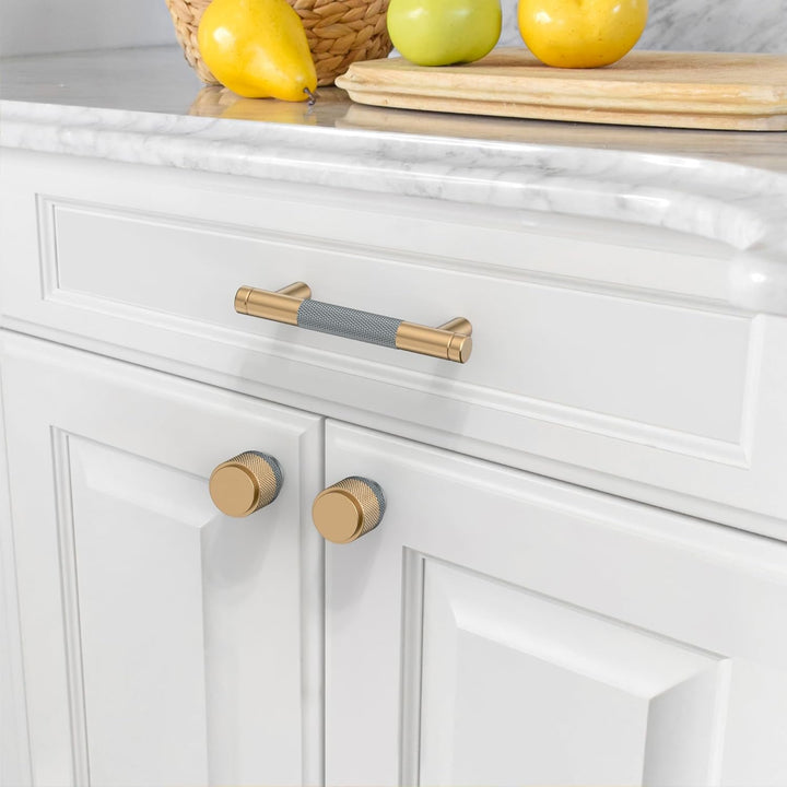 Amerdeco 10 Stück Goldgrau Schrankgriffe 76mm Lochabstand, Aluminium Griffe für Küchenschränke & Möb