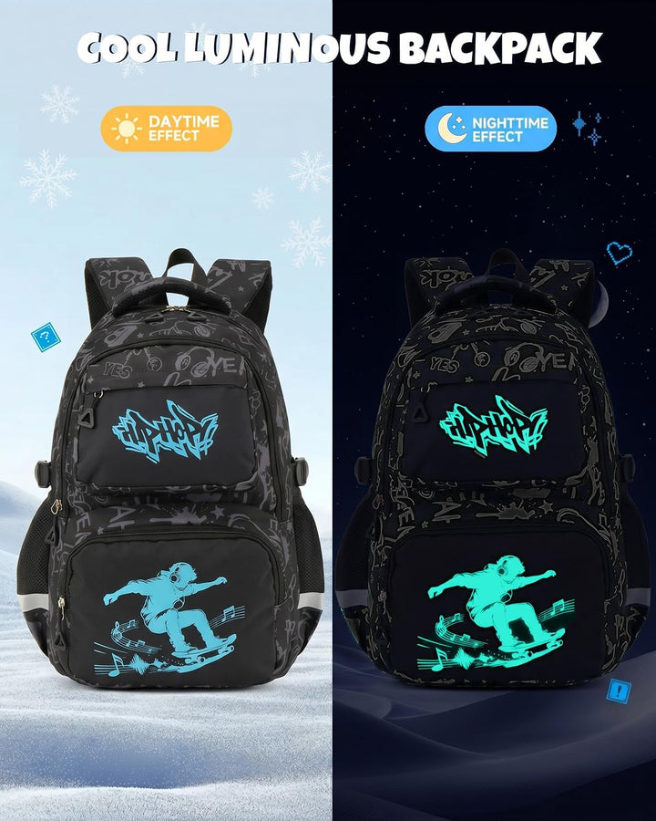 Amythe Schulrucksack Jungen Teenager, Schultasche Kinder mit Reflektoren für 1. bis 4. Klasse, Leuch