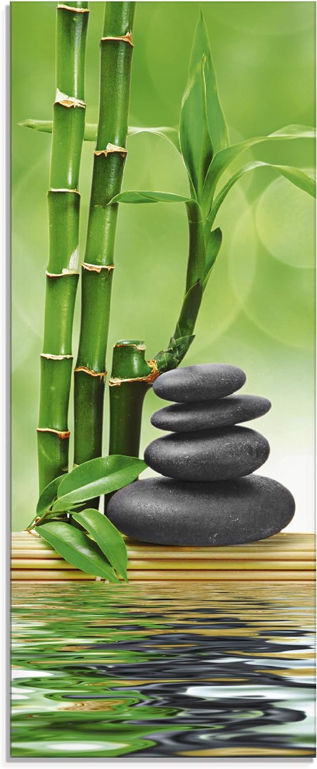 ARTland Glasbilder Wandbild Glas Bild einteilig 50x125 cm Hochformat Asien Wellness Zen Spa Steine B