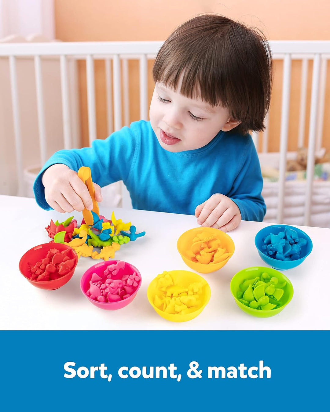 Coogam Zählen Dinosaurier Sorting Spielzeug Set, Farbe Matching Klassifikationsspiel, Montessori Fei