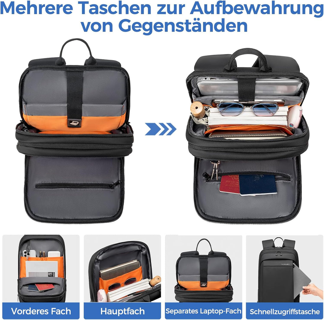 Laptop Business Rucksack Herre - Leichter 15,6 Zoll Slim Laptoprucksack mit USB - Ladeanschluss Wass