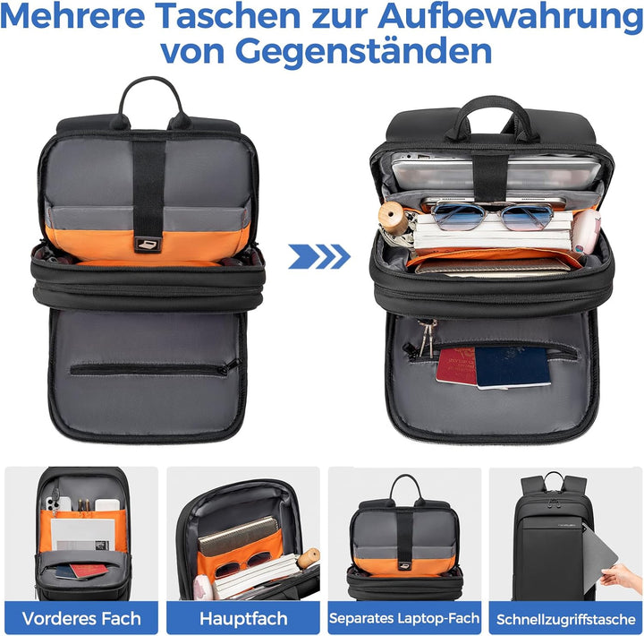 Laptop Business Rucksack Herre - Leichter 15,6 Zoll Slim Laptoprucksack mit USB - Ladeanschluss Wass