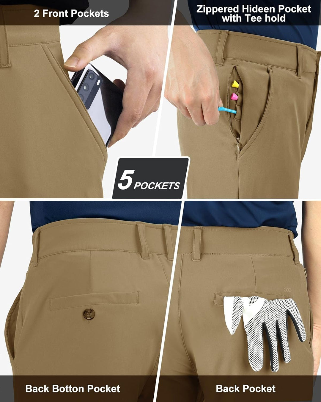 33,000ft Herren Golfhosen Atmungsaktive Stretch Hose für Männer Schnelltrockende Stretch Lange Golfh