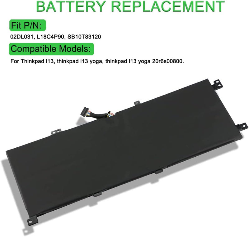 XITAIAN 15.36V 46Wh 2985mAh 02DL031 L18C4P90 SB10T83120 Ersatz Laptop Akku für Thinkpad l13, l13 Yog