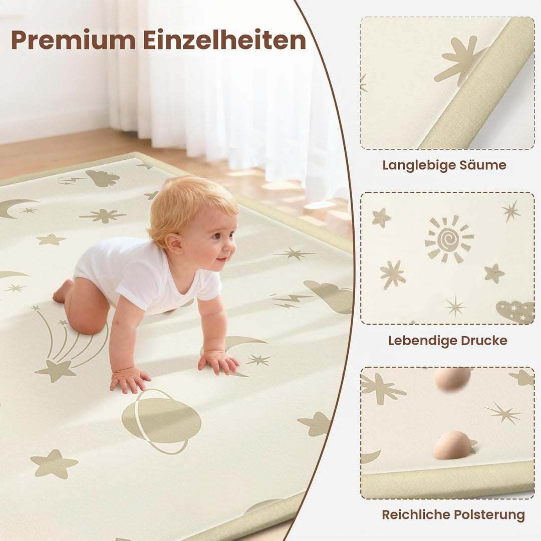 Teppich Krabbelmatte Baby 150x180x3cm, Spielmatte Krabbeldecke Turnmatte Spielteppich für Baby Kinde