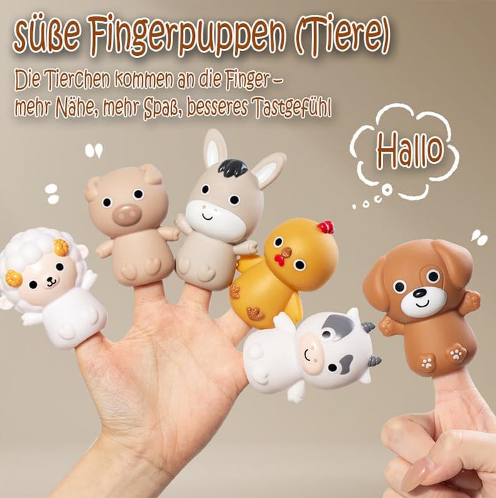 12 Stück Badewannenspielzeug: Baby Badespielzeug mit Tierfiguren, Bauernhof-Fingerpuppen &amp; stapelbar