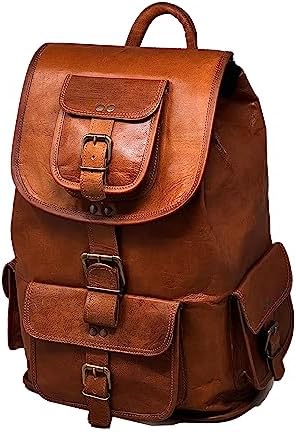 JAALD 40 cm Leder Rucksack Schulrucksack Kurierrucksack Fahrradrucksack Echtleder Wasserdicht für Re