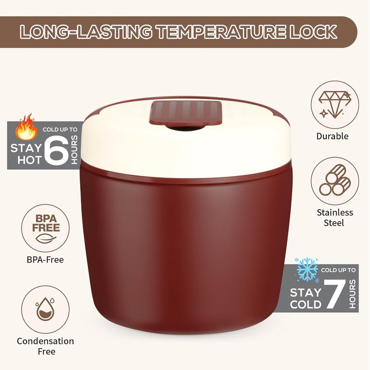 Cozary Thermobehälter für Essen 1200ml, Edelstahl 304 mit Löffel, Absolut Dicht, Hält 7 Stunden Heis