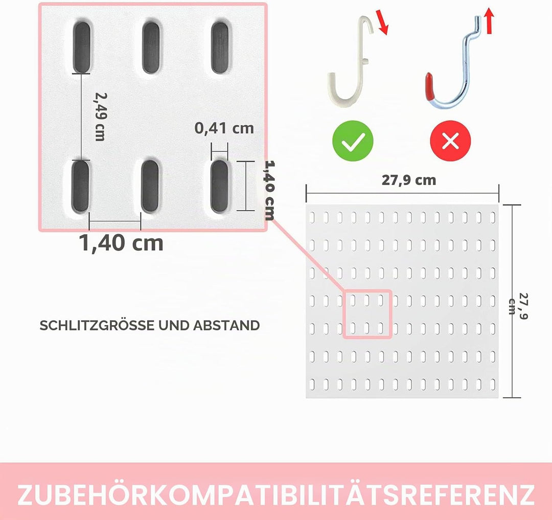 84x56cm Werkzeugwand 18 Zubehör (Regal Aufbewahrungsfächer Haken Klammern Clips) Kein Stanzen für Ga