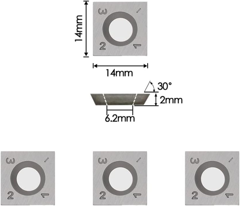 CDBP HM Vorschneid-Wendeplatten 14x14x2,0mm für Holz Drehmaschine und Holzbearbeitung Drehen Meissel
