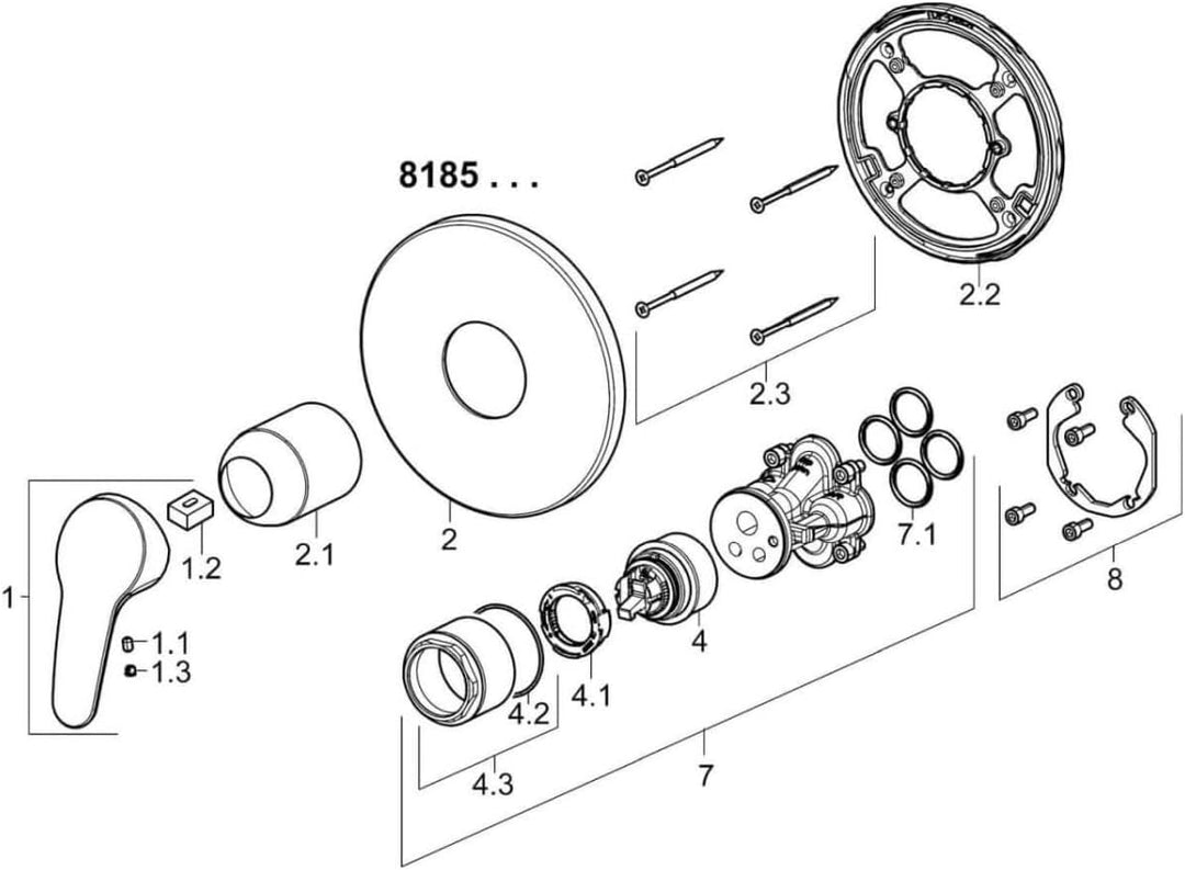 Hansa 81859083 Fertigmontageset / Einhand-Brause-Batterie HANSAMIX | Warm-Kalt Kennzeichnung, schrom