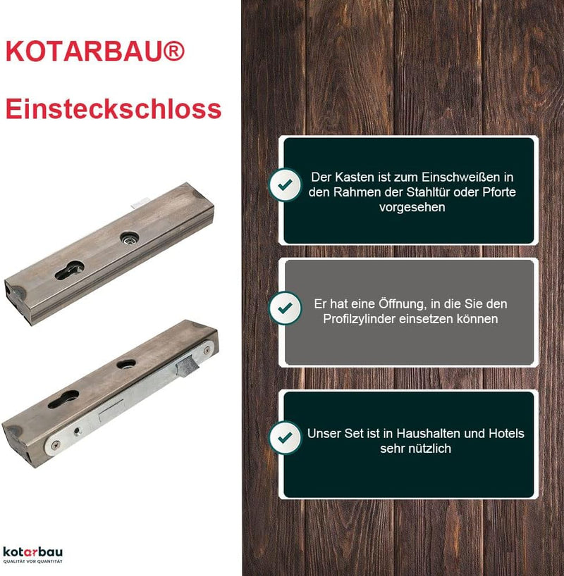 KOTARBAU Einsteckschloss mit Schlosskasten 30x50x245mm 72mm Rechts für Profilzylinder für Eingangspf