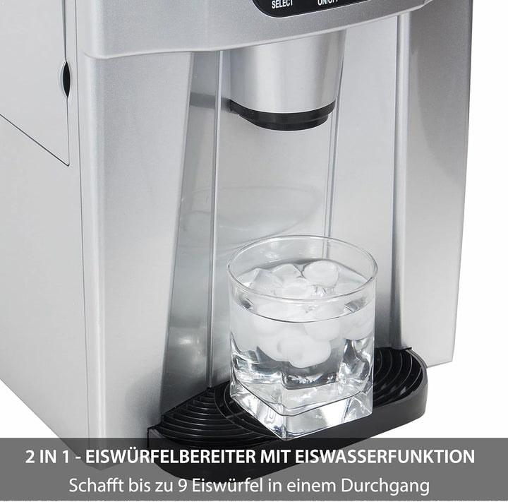 Gino Gelati GG-500 Water Digitaler Eiswürfelbereiter mit Eiswasserfunktion Eiswürfelmaschine