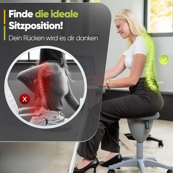 Bürohocker Ergonomisch [TESTSIEGER] Rollhocker Sitzhocker Höhenverstellbar [48-68cm] Ergonomischer H