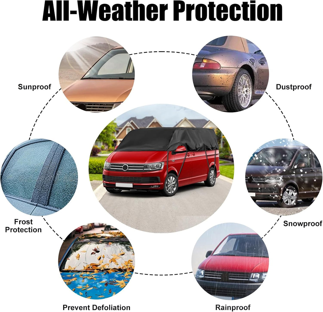 Autoabdeckung Wasserdicht Ersatz für VW T5 T6 SWB, Sonnenfest Hälfte Autoabdeckung, Halbgarage UV Be