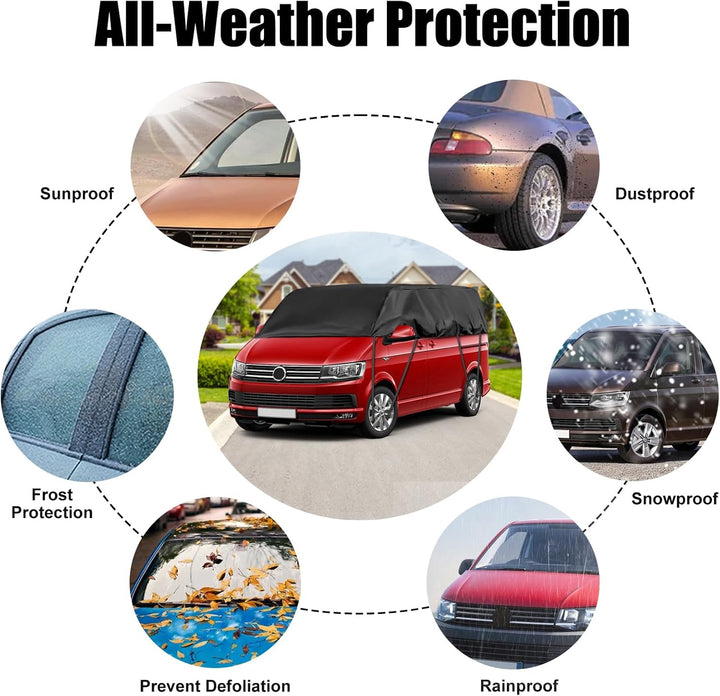 Autoabdeckung Wasserdicht Ersatz für VW T5 T6 SWB, Sonnenfest Hälfte Autoabdeckung, Halbgarage UV Be