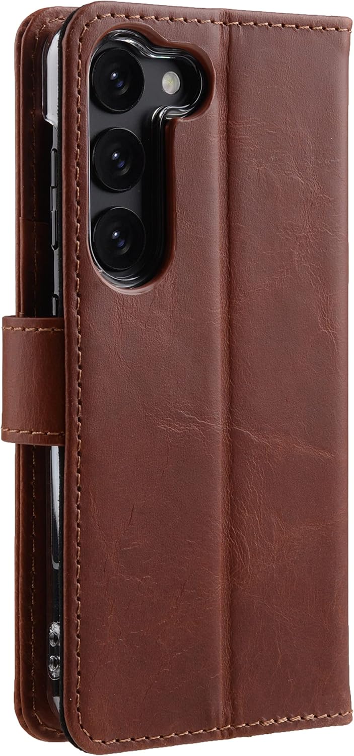 STILGUT Talis kompatibel mit Samsung Galaxy S23 Hülle mit Kartenfach aus Leder, Wallet Case, Lederhü