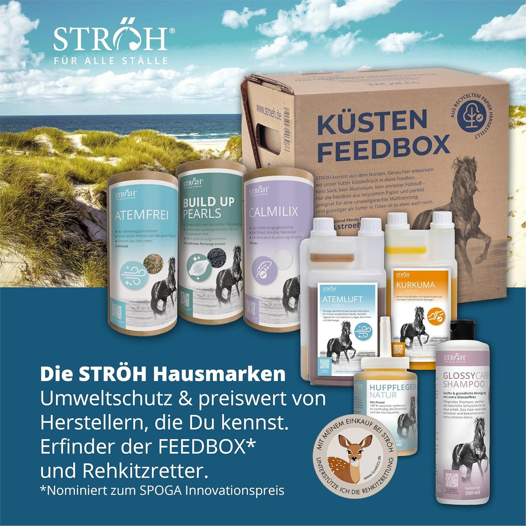 STRÖH Magenruhe Pferd (12kg Feedbox) Magenruhe Pferd (1kg) • Für Pferde Magen, Darm &amp; Verdauung • Mi