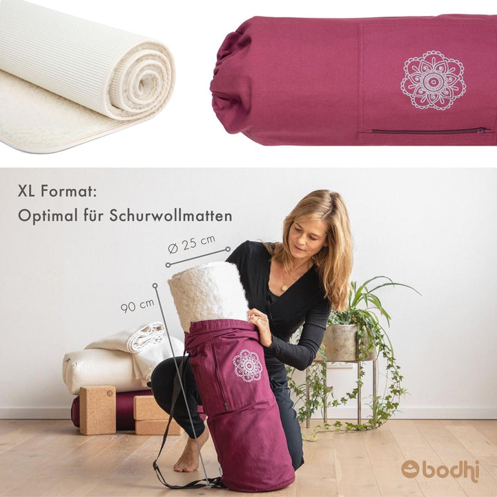 Bodhi SURYA BAG COTTON | Yogatasche gross für Schurwollmatten &amp; Yogamatten | Tasche aus 100% Baumwol
