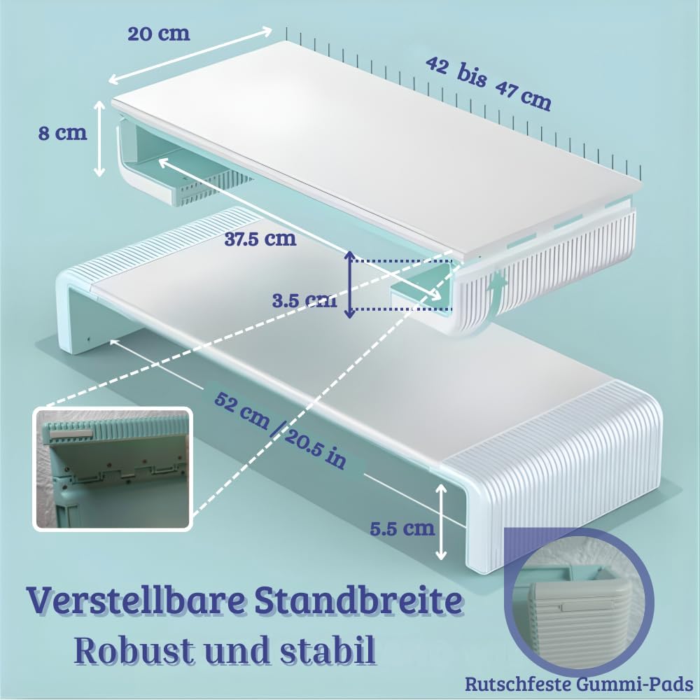 (HG) Monitorständer mit Schublade und Handyhalter, Monitorerhöhung, ergonomischer Bildschirmständer