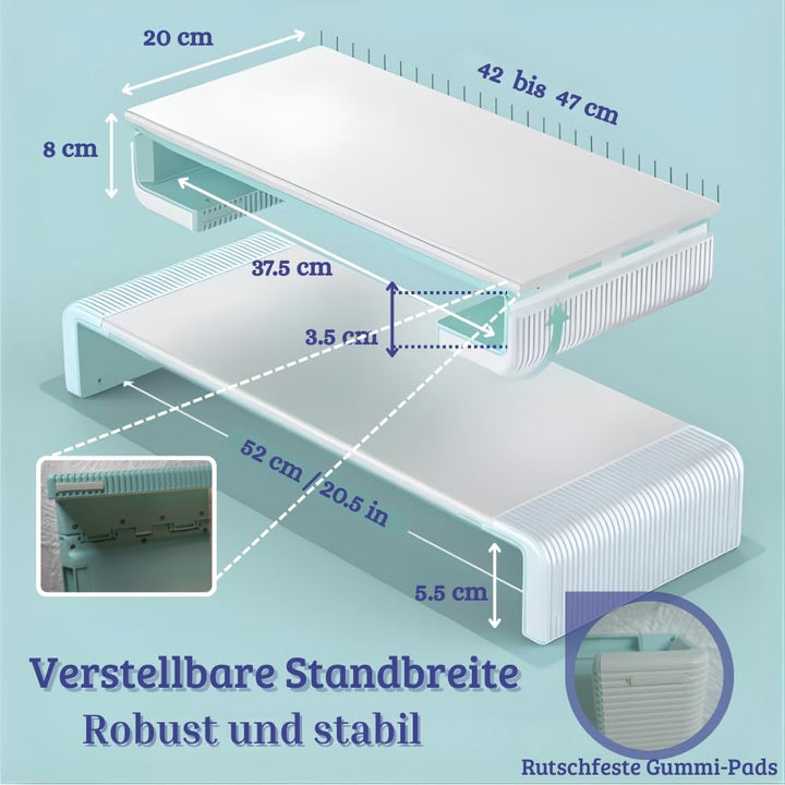 (HG) Monitorständer mit Schublade und Handyhalter, Monitorerhöhung, ergonomischer Bildschirmständer