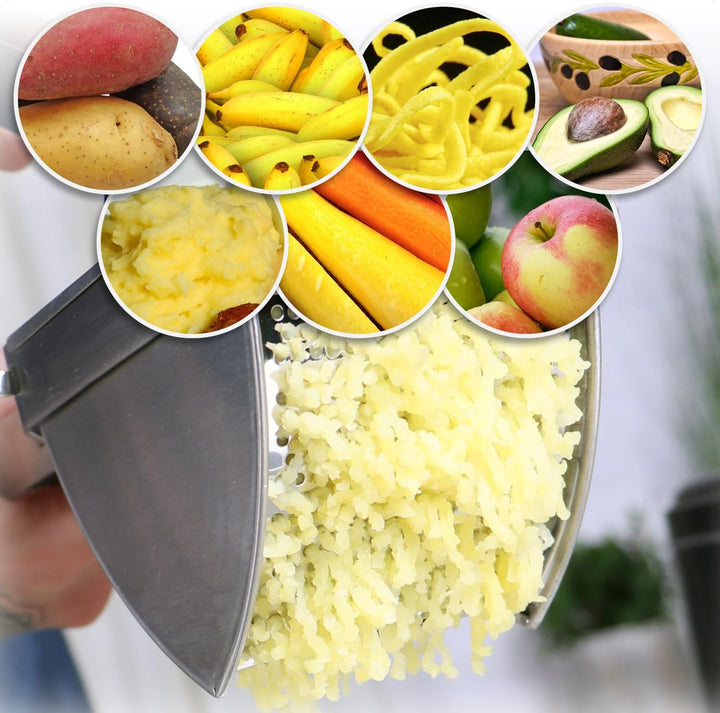 com-four® Kartoffelpresse aus rostfreiem Edelstahl, spülmaschinengeeignet - Spätzlepresse - Spaghett