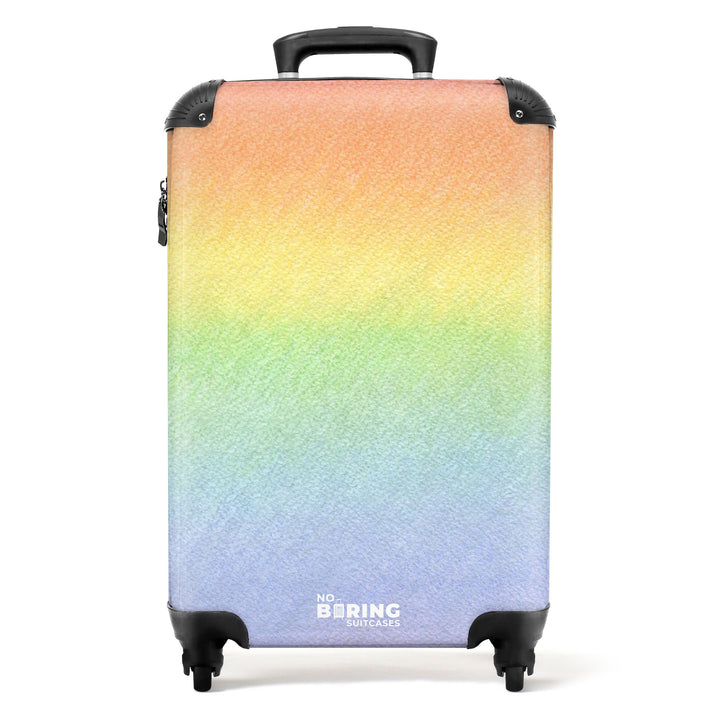 NoBoringSuitcases.com® Kinderkoffer Koffer handgepäck Trolley, Reisetrolley - Regenbogen - Pastellfa