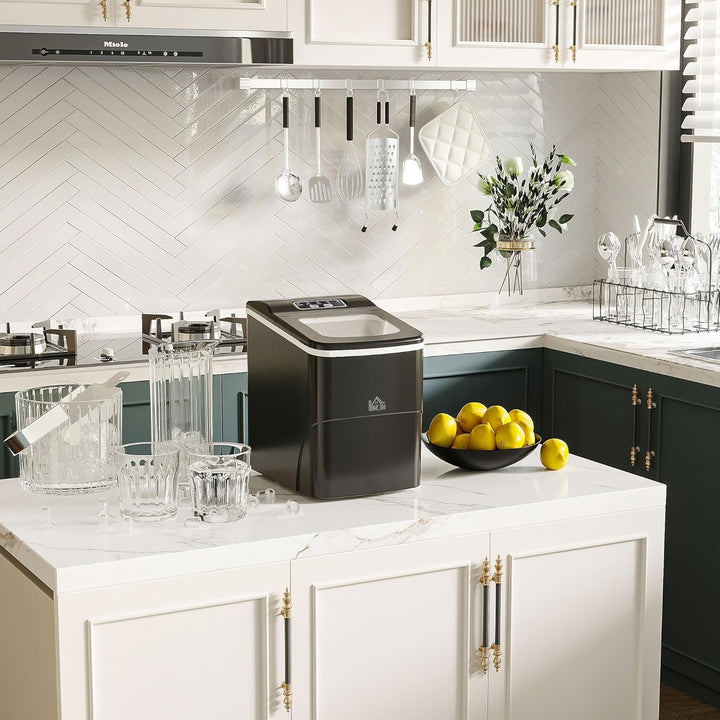 HOMCOM Eiswürfelmaschine, Ice Maker 9 Eiswürfel in 8 Min., 12kg/24h, Eiswürfelbereiter mit 2L Wasser