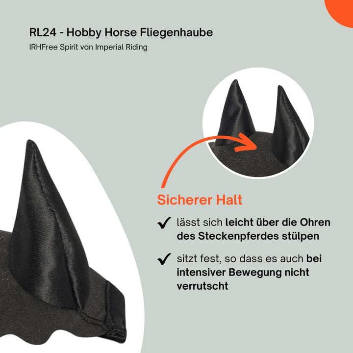 RL24 - Imperial Riding Hobby Horse Fliegenhaube IRHFree Spirit – Schwarz | Spielzeug Haube für Steck