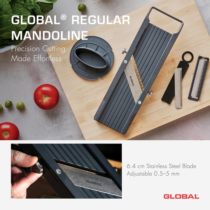 GLOBAL Mandoline GSL-64/BC – Premium Gemüsehobel 64 mm | Mit 3 Julienne-Klingen & Fingerschutz | Stu