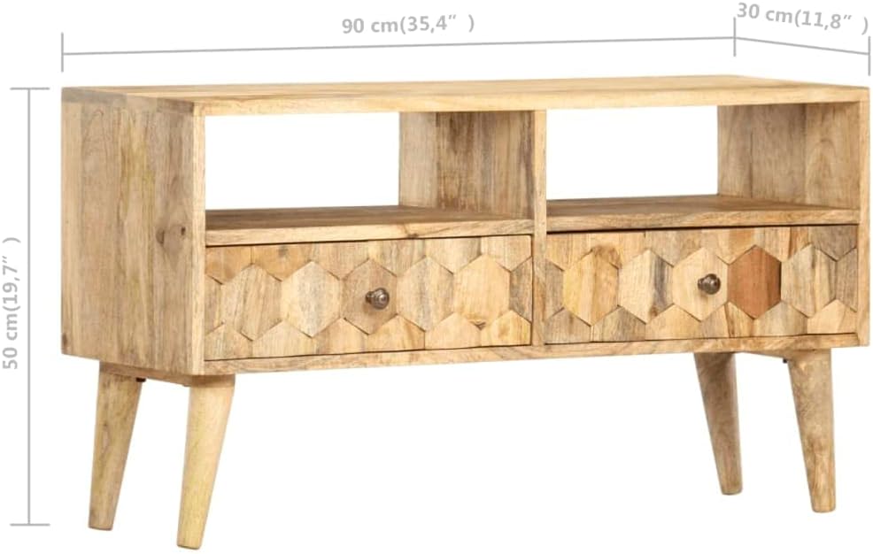 vidaXL Mangoholz Massiv TV Schrank mit 2 Türen 2 Fachböden Lowboard TV Möbel Sideboard Fernsehtisch
