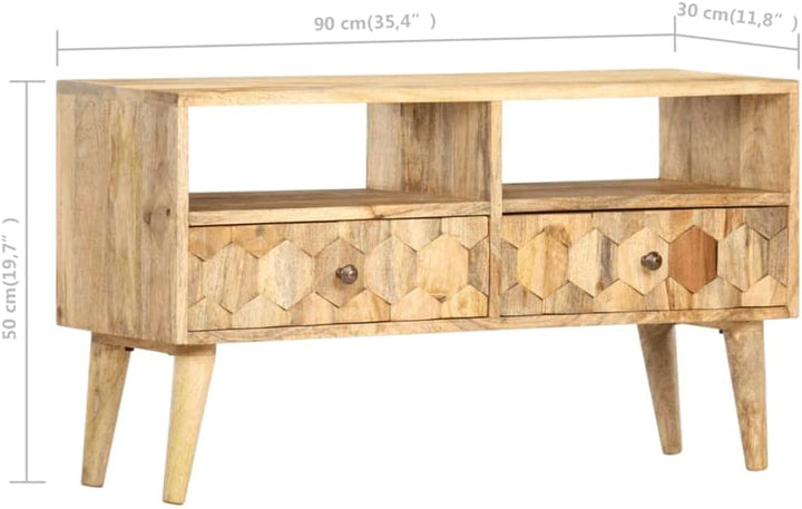 vidaXL Mangoholz Massiv TV Schrank mit 2 Türen 2 Fachböden Lowboard TV Möbel Sideboard Fernsehtisch