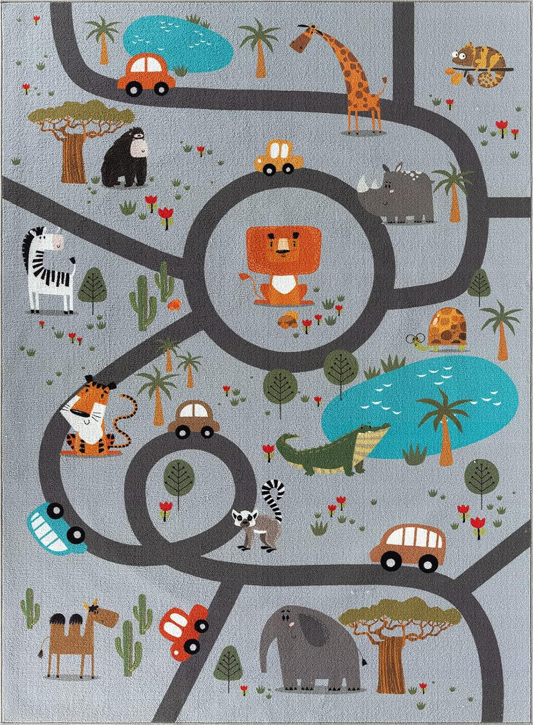 the carpet Happy Life Kinderzimmer, Kinderteppich, Spielteppich, Waschbar, Strassenteppich, Strasse,