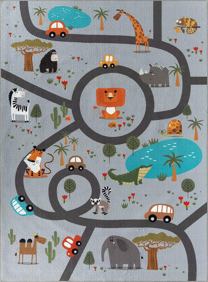 the carpet Happy Life Kinderzimmer, Kinderteppich, Spielteppich, Waschbar, Strassenteppich, Strasse,