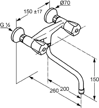 Kludi Standard 310530515 Spültisch-Wandbatterie chrom