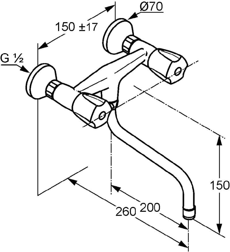 Kludi Standard 310530515 Spültisch-Wandbatterie chrom