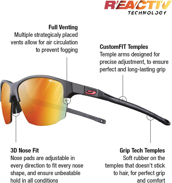 Julbo Unisex Split Sunglasses, Schwarz / Rot