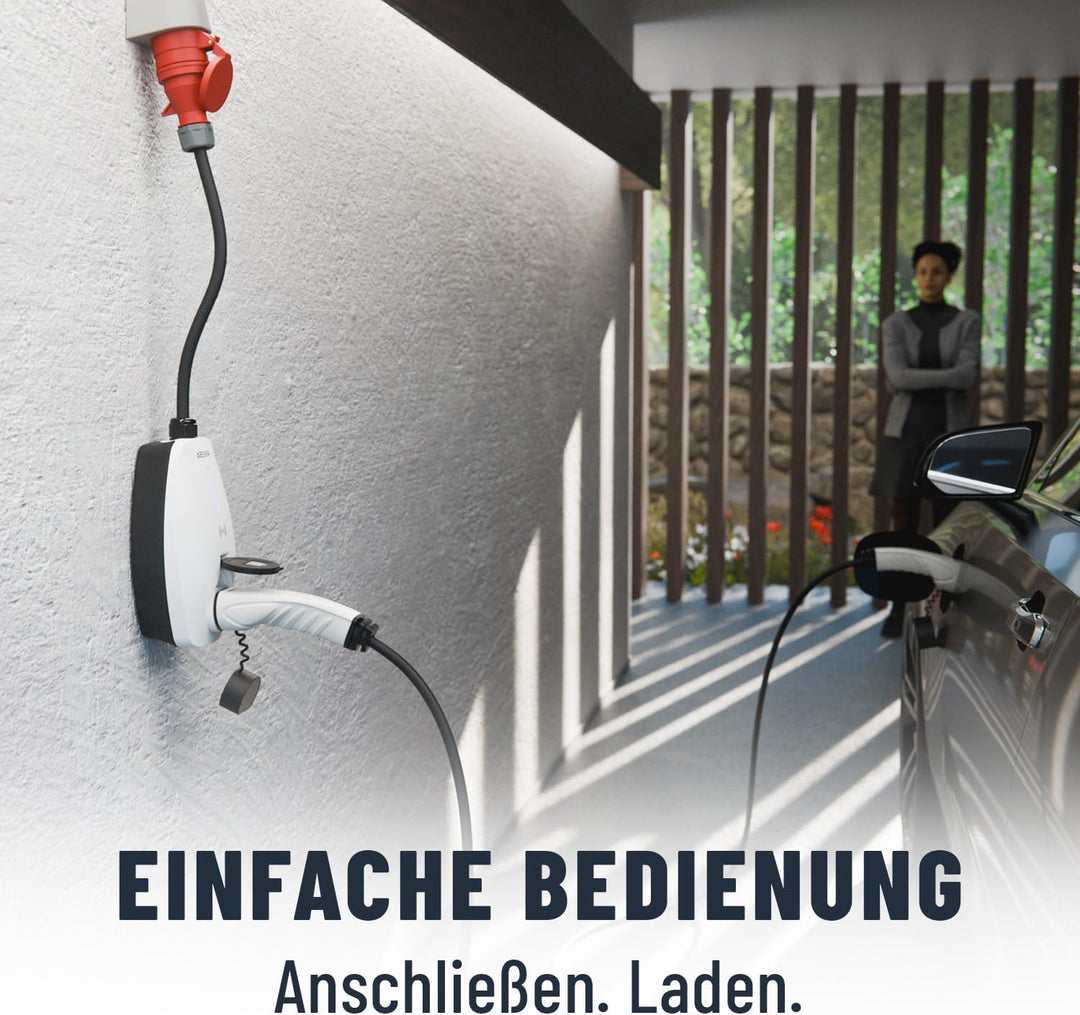 ABSINA Mobile Wallbox 11kW 16A mit App Steuerung - Wallbox mit CEE Stecker, RFID & Einstellbarer Lad