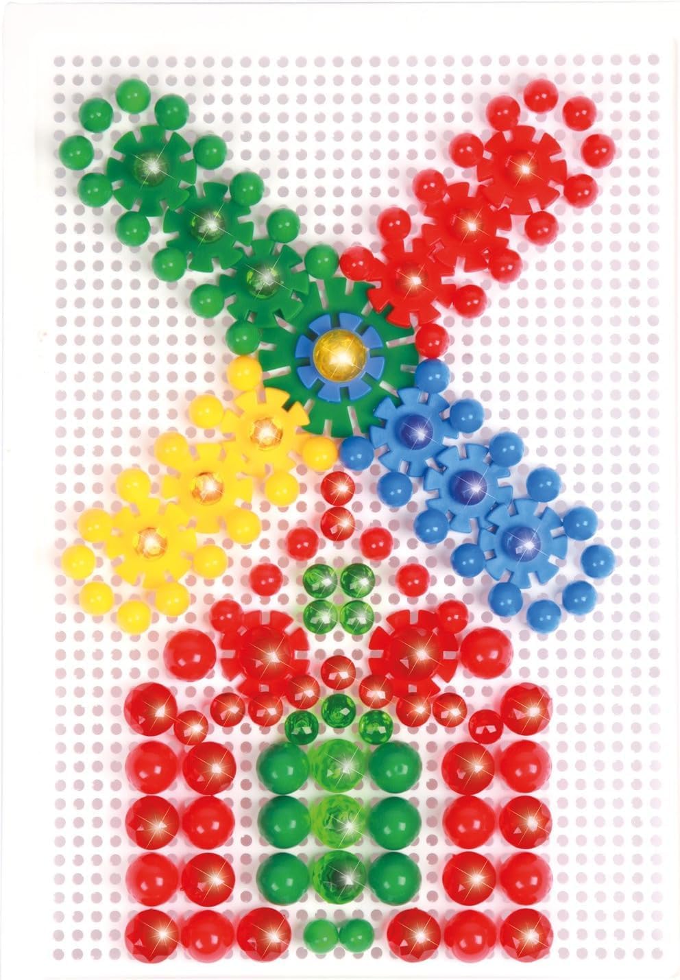 Lena 35710 - Mosaik Steckspiel &amp; Rondi Spielset 3 in 1, mit 240 Mosaiksteckern 10 mm und 15 mm, 2 St