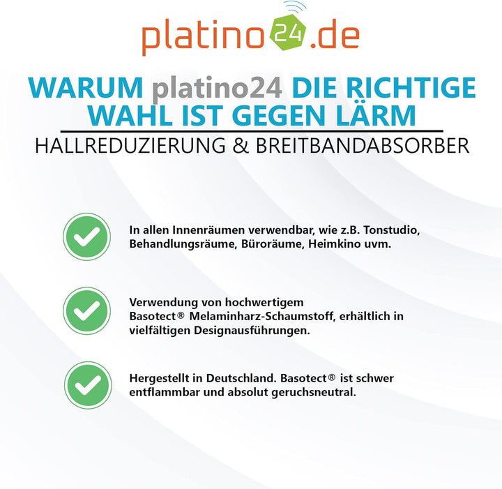 platino24 Schallabsorber COLORE aus Basotec G+ I Akustikpaneele mit Akustikfilz I 3D Wand-Paneele mi