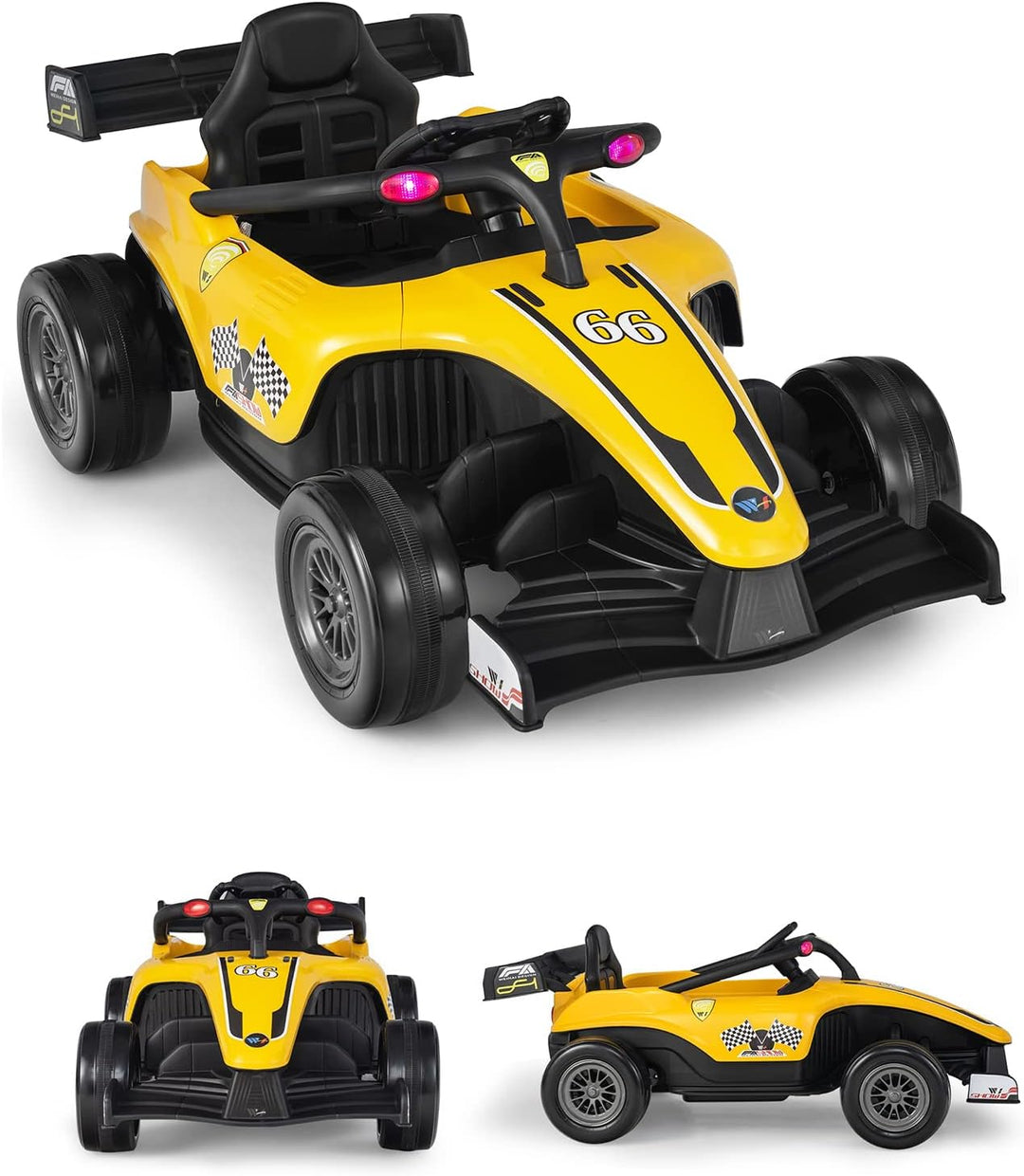GOPLUS Elektrofahrzeug mit Fernbedienung，Kinder-Pedal-Gokart mit LED, Musik & USB/MP3 Schnittstellen