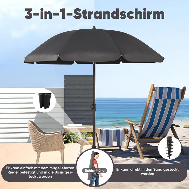 Sekey 160 cm Sonnenschirm Balkon mit Bodenhülse & Schutzhülle, Neigungs und Höhenverstellung, Sonnen